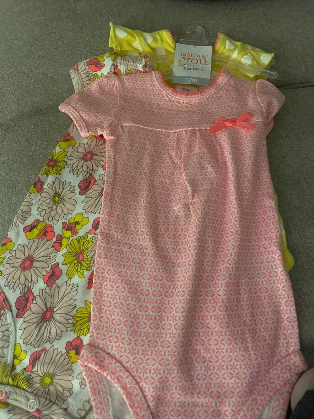 Carter's Baby Girl 3-Pack Bodysuits - Pink, Yellow, White